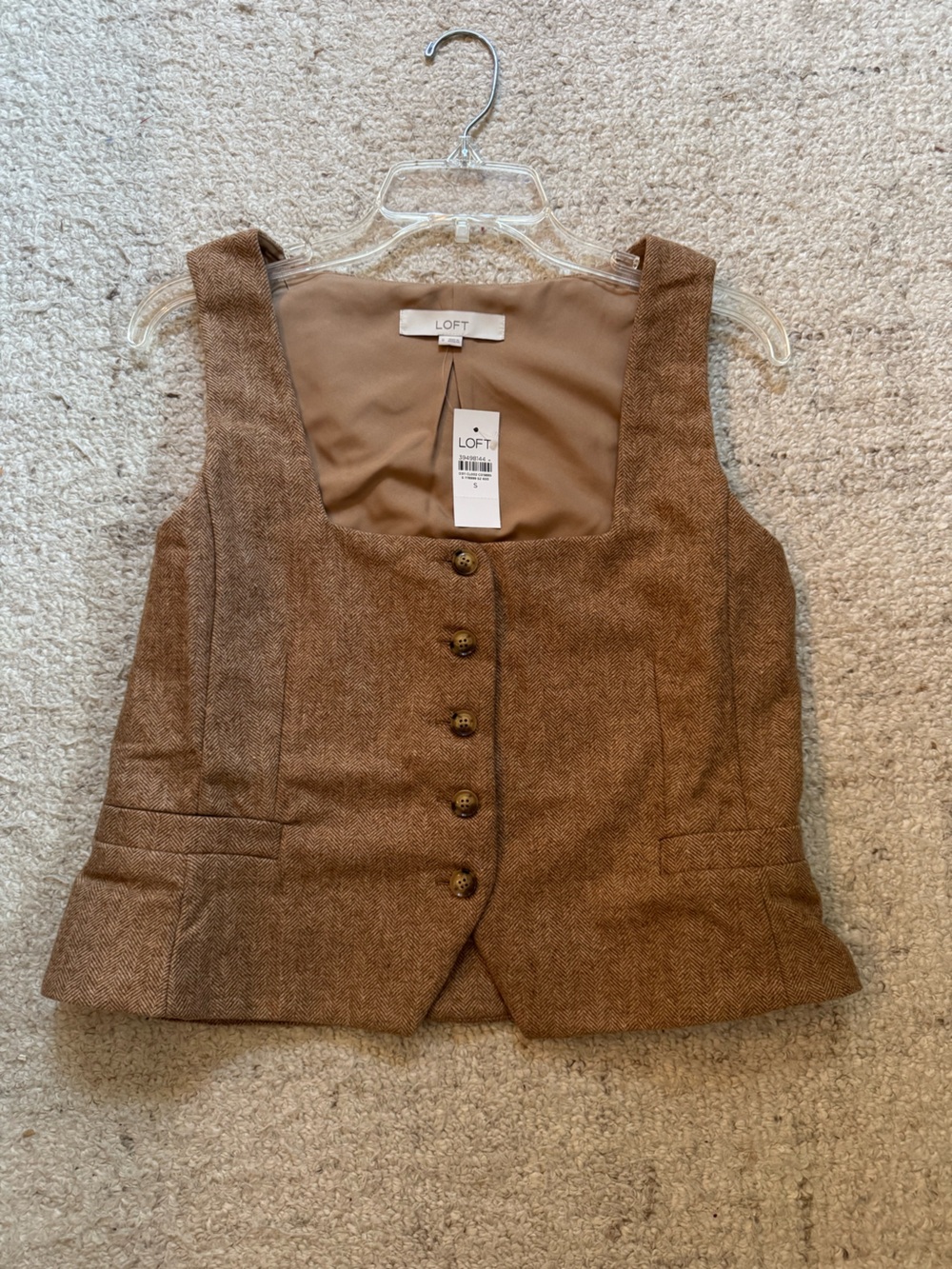LOFT Brown Herringbone Ladies Vest (NWT) -Small